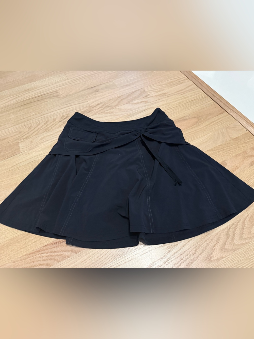 Athleta Black Flared Skort with Tie Waist